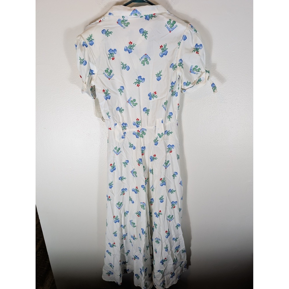 Desert West Sherry Holt Small Vintage Southwestern Cactus Midi Dress Rayon - Picture 8 of 11